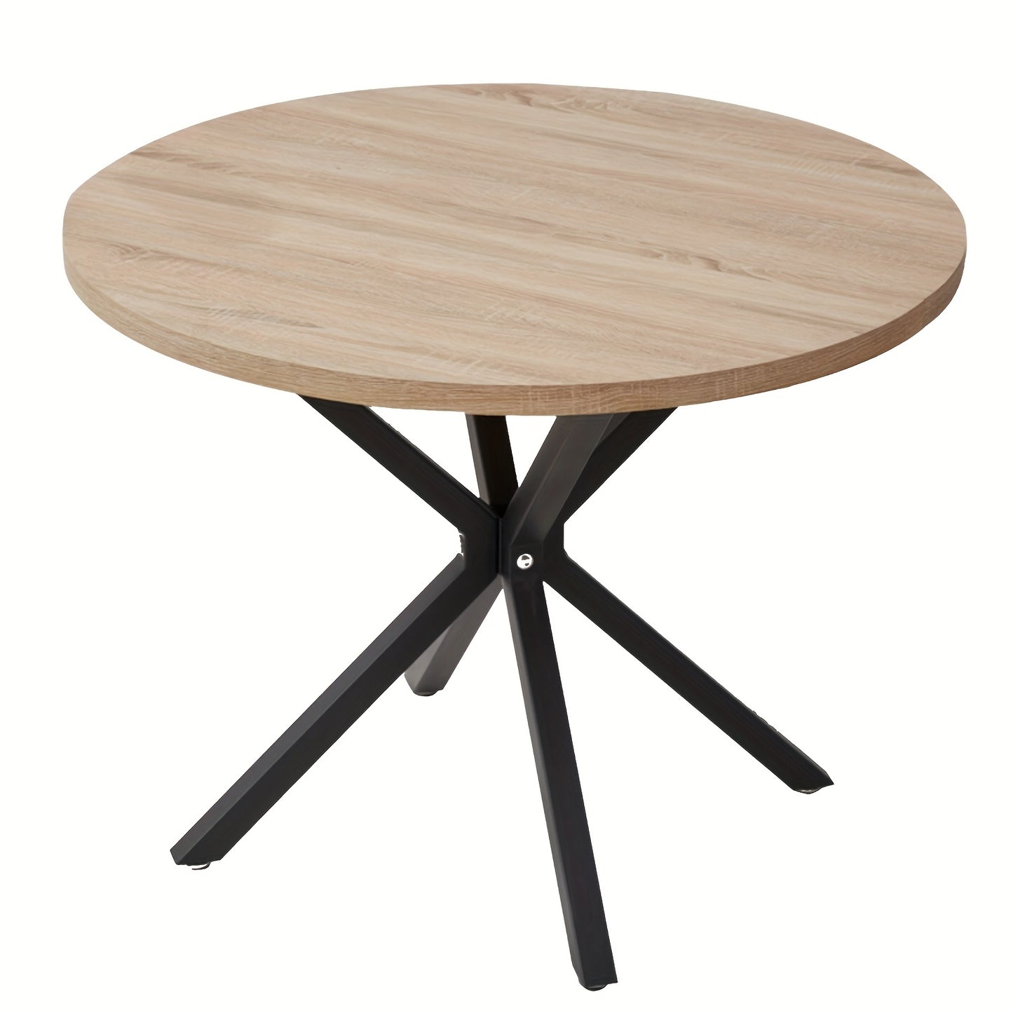 Eettafel – Ronde Tafel – Keukentafel – Woonkamertafel – Tafel – 100 cm – Beukenhout Licht – Zwarte Metalen Poten