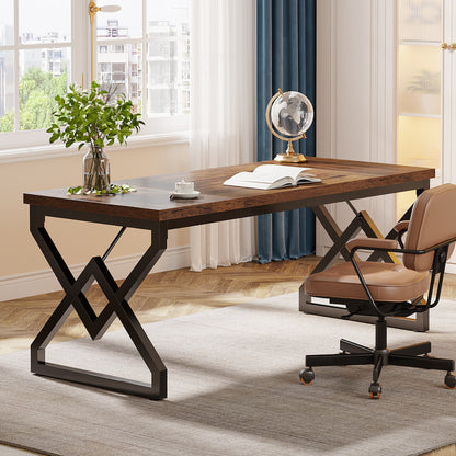 Computerbureau – Bureaublad – Werkplek Tafel – Studietafel – Bureau Voor Thuiswerk – Extra Dikke Houten Blad – Metalen Frame – 160x70x75 cm – Modern Eenvoudig Design – Hoogwaardige Kwaliteit Wood