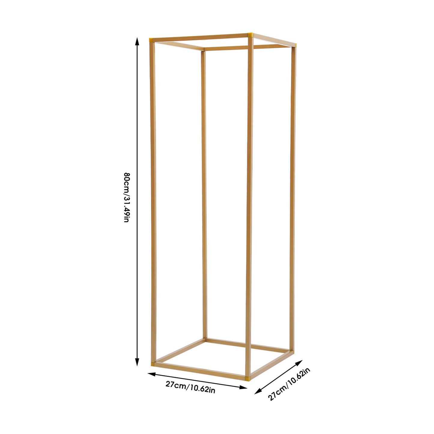 Vaasstandaard – Bloemenstandaard – Boeketstandaard – Bloemenhouder – Bloemhouder – Gouden Set van 10 – Stevig IJzer – 27x27x80 cm, Max 10 kg Draagkracht