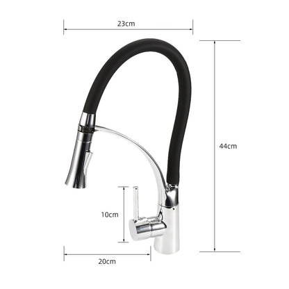 Keukenkraan – Keukenmengkraan – Keukenkraan Met Uittrekbare Douche – Keuken Mengkraan Warm Koud – Keukenmengkraan 360 Graden Draaibaar – Zwart Zilveren Afwerking – Duurzaam Messing – Anti-Drup Cartridge