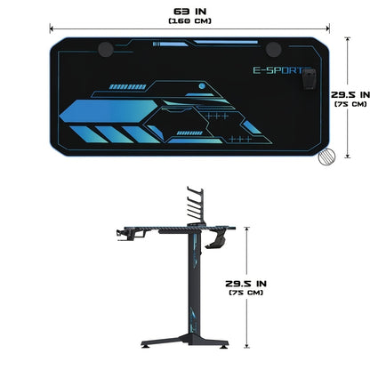 Gaming Bureau – Game Tafel – PC Bureau – Computertafel – Gamer Desk – Ergonomisch Ontwerp – Carbon Fiber Muismat 160 x 75 x 75 cm