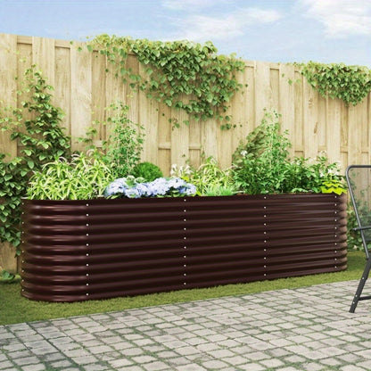 Elevated Brown Tuinbak – Verhoogde Plantenbak – Metaal Bloembak – Tuinbak Met Ventilatie – Marron Variant – Gegalvaniseerd Staal – Efficiënte Drainage & Stabiliteit – 320x80x81 cm