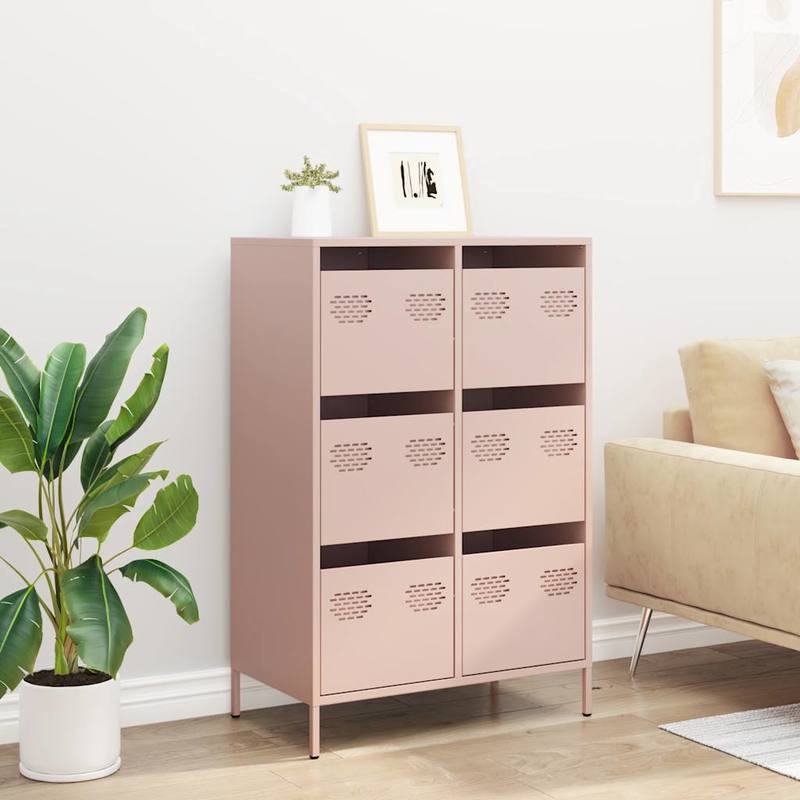 Pink Sideboard 68x39x101.5 cm in Steel Removable and practical