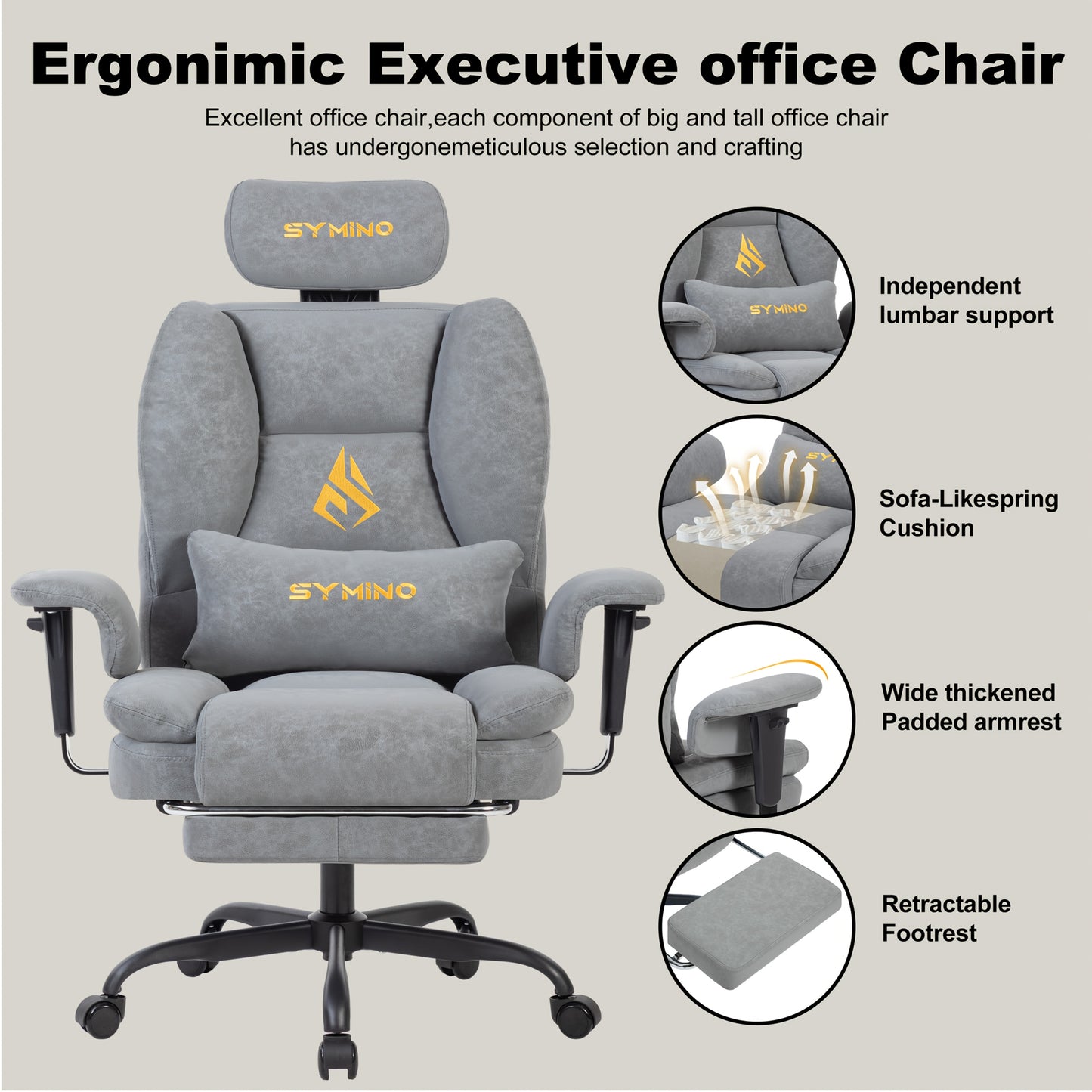 Gamingstoel – Gamestoel – Gaming Chair – Bureaustoel – Game Stoel – Ergonomisch Design – Verstelbare Rugleuning & Hoogte – Stevig Metaal Frame – PU Leder – Met Lendensteun & Hoofdsteun – 5 Zwenkwielen Geschikt Voor Harde Vloeren