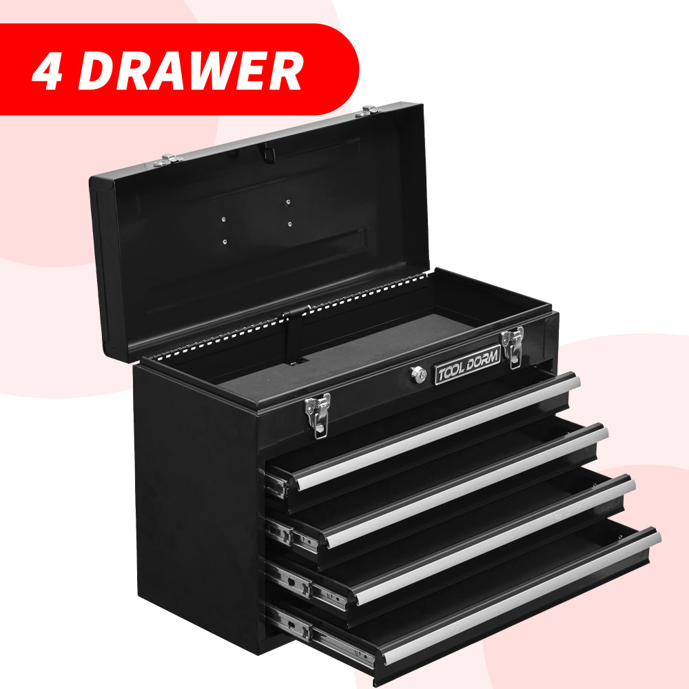 Gereedschapskist – Gereedschapswagen – Toolbox – Gereedschapskoffer – Opbergkist – Met 4 Laden & Metalen Sluiting – Duurzame Stalen Constructie – Ruime Opbergruimte
