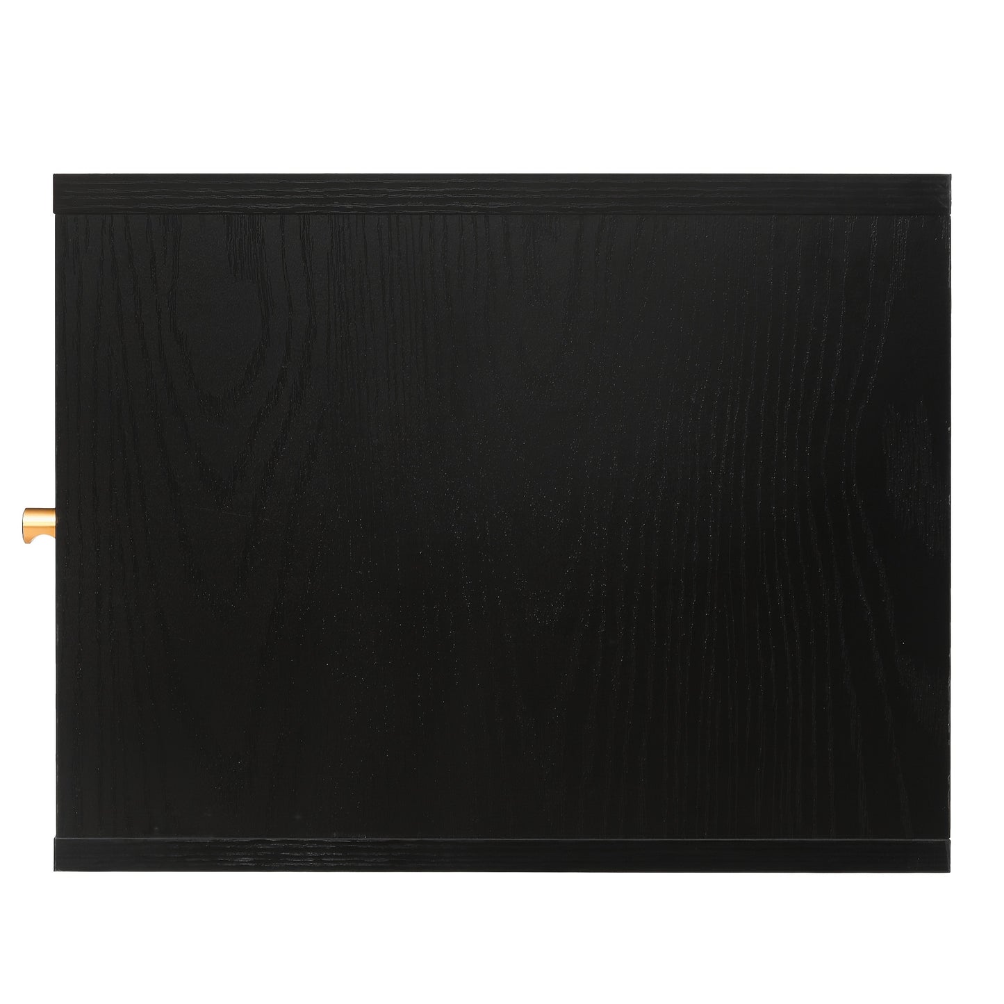 Zwart Wandkastje – Wandrek – Opbergkast – Muurkast – Kast Met Schuifdeuren – Geweven Rattan – 110 cm Lang – Hardhout