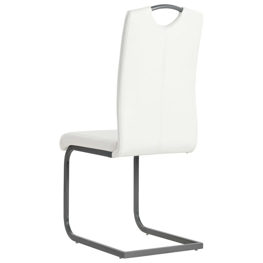 Eetkamerstoel – Stoel – Zitschair – Eettafelstoel – Bijzetstoel – Kunstleer Bekleding – Stevig Stalen Frame – Set Van 4 – Wit