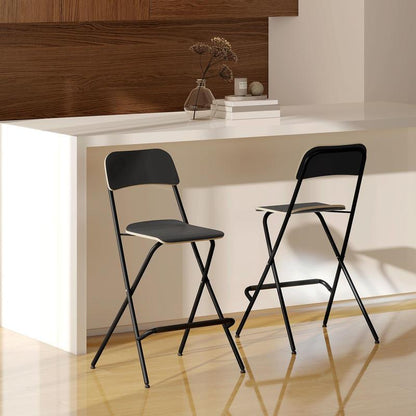 Barstoel – Barkruk – Keukenstoel – Counterstoel – Zwarte Barstoelen Set van 2 – Stevig Stalen Frame – Comfortabele Gevoerde Zitting