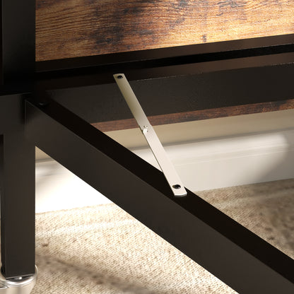 Inklapbare Eettafel – Opklapbare Tafel – Vouwtafel – Uitklapbare Tafel – Compacte Eettafel – Geschikt Voor 6 Personen – Met 6 Wielen En Remmen – Rustiek Bruin