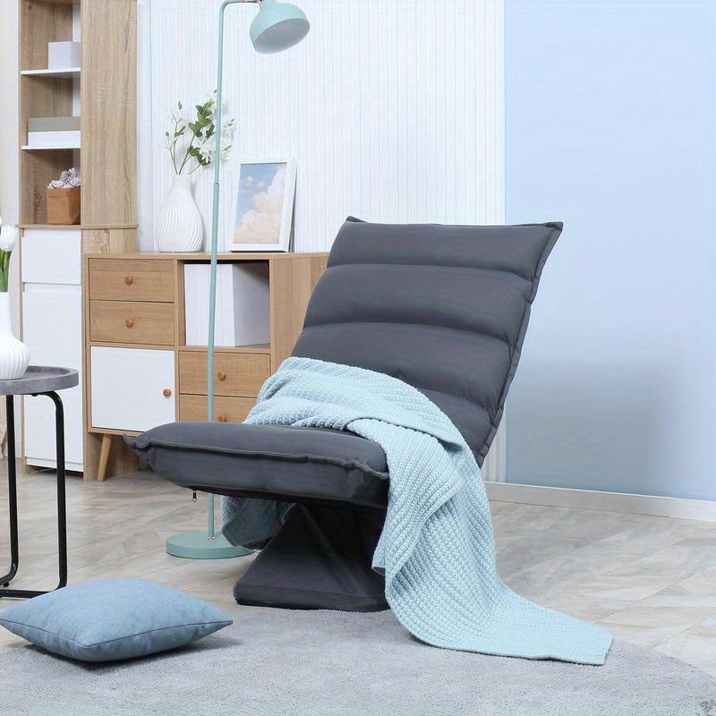 Relaxfauteuil – Relaxstoel – Ligstoel – Loungefauteuil – TV-stoel – Handmatig Verstelbaar – Ademend Stof – Brede Gebogen Rugleuning – Donkergrijs – 62x70x95 cm – Hoogwaardige Schuimvulling – Stevig Frame Met Metaal En Kunststof