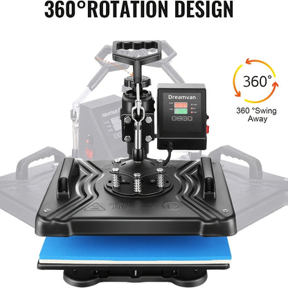 Warmtepers – Transferpers – Hittepers – Sublimatiepers – 5-in-1 Multifuntionele Machine – 30x38 cm Persoppervlak – 360° Draaibare Pers