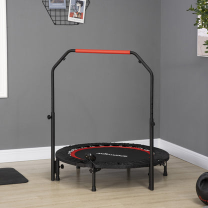 Mini Trampoline – Fitness Trampoline – Opvouwbare Trampoline – Springkussen – Trainingskussen – Verstelbare Handgreep Tot 123 cm – Compact & Antislip Zwart 102 cm