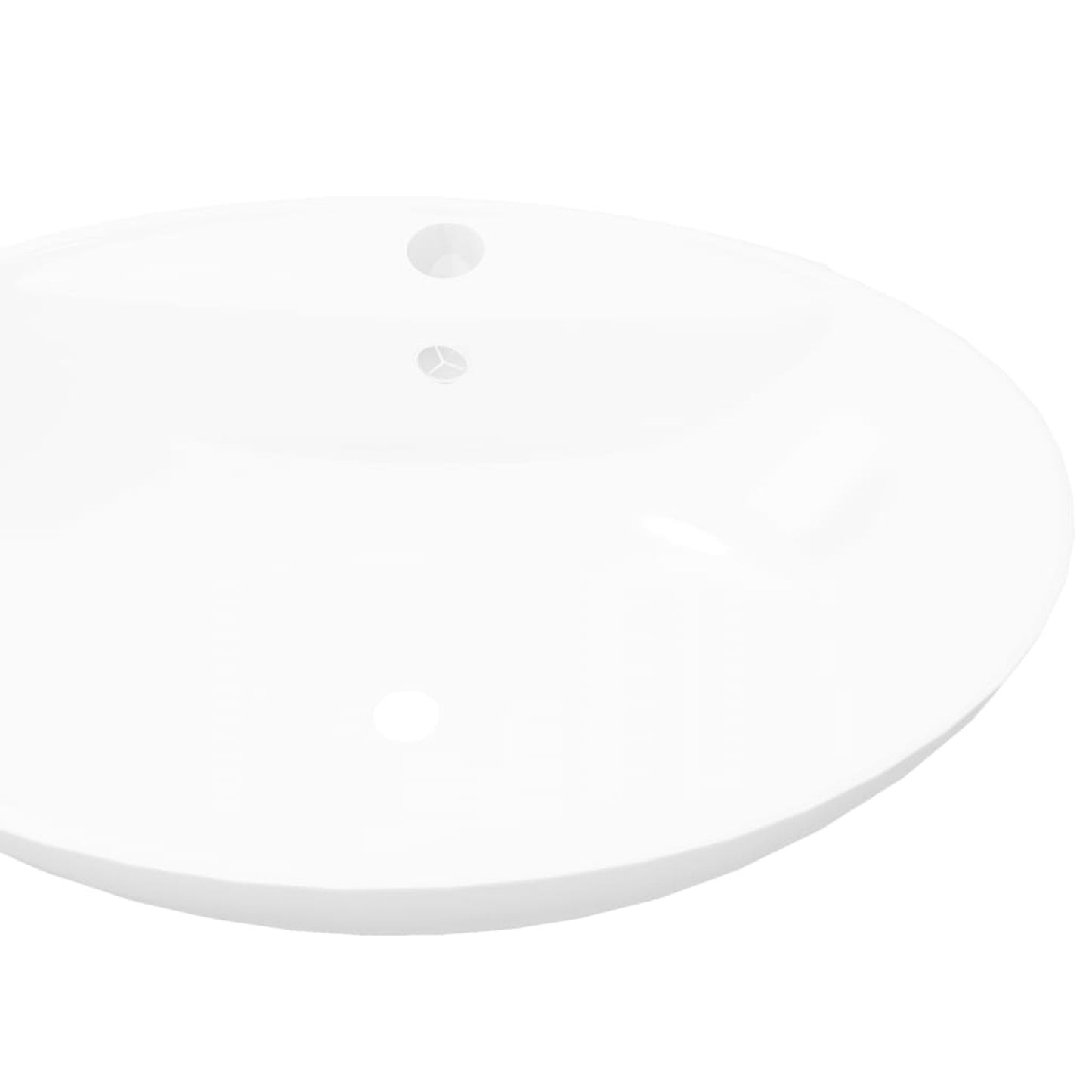 Keramische Wastafel – Ovalen Wasbak – Lavabo – Badkamer Kom – Waskom Met Overloop – Met Kraangat – Hoogwaardig Materiaal – Moderne Luxe Design