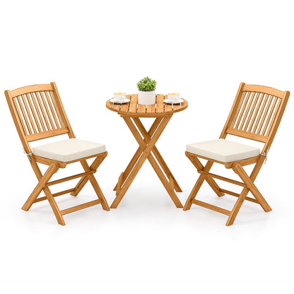 Balkonset – Bistroset – Tuinset – Loungeset – Diningset – 3-delig Inklapbaar – Duurzaam Acaciahout Met Kussens