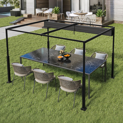 Pergola – Tuinoverkapping – Prieel – Terrasoverkapping – Balkonoverkapping – 3 x 3 meter – Stevig Metalen Frame – Verstelbare Schaduw