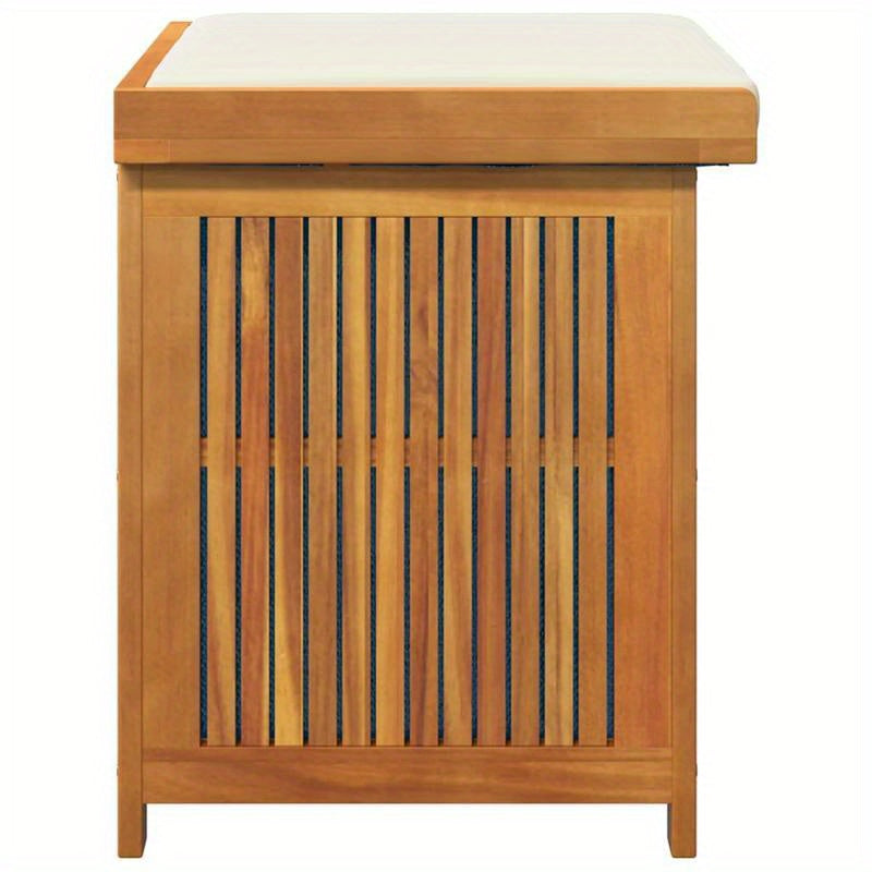 Opbergkist Tuin – Tuinkussenbox – Tuinbox – Opbergbox – Tuinkist – Massief Acaciahout – 60x50x61 cm – Inclusief Crème Wit Zitkussen