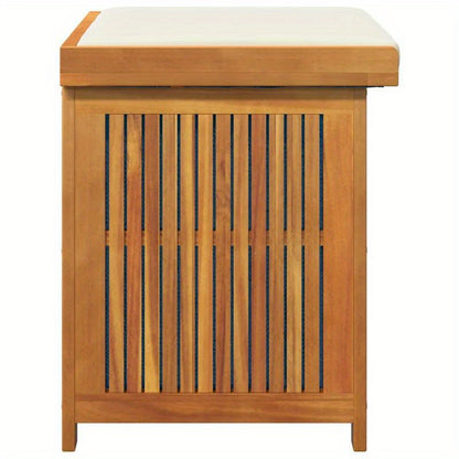 Opbergkist Tuin – Tuinkussenbox – Tuinbox – Opbergbox – Tuinkist – Massief Acaciahout – 60x50x61 cm – Inclusief Crème Wit Zitkussen