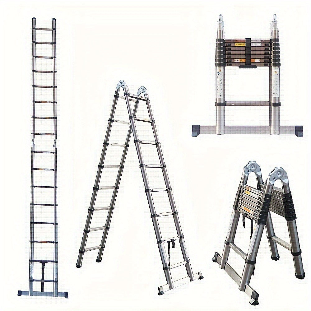Uitklapladder – Vouwladder – Uitschuifladder – Telescopische Ladder – Trapladder – 5 Meter – Roestvrij Staal – Antislip Veiligheid