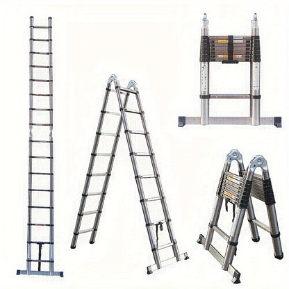 Uitklapladder – Vouwladder – Uitschuifladder – Telescopische Ladder – Trapladder – 5 Meter – Roestvrij Staal – Antislip Veiligheid