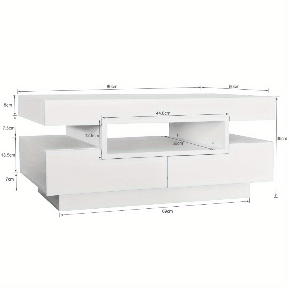 Salontafel – Koffietafel – Bijzettafel – Woonkamertafel – Opbergtafel – Hoogglans Wit – 4 Lades – Ruime Opbergruimte – Duurzaam Samengesteld Hout – Geen Montage Nodig