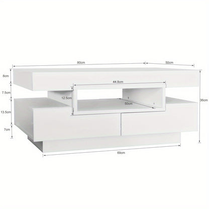 Salontafel – Koffietafel – Bijzettafel – Woonkamertafel – Opbergtafel – Hoogglans Wit – 4 Lades – Ruime Opbergruimte – Duurzaam Samengesteld Hout – Geen Montage Nodig