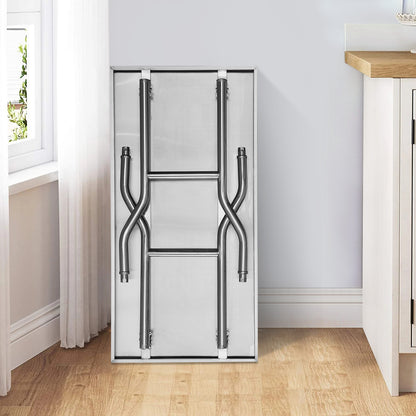 RVS Werktafel – Roestvrijstalen Werkbank – Inklapbare Werktafel – Keukentafel – Werkstation – Dubbele Plank – 122x76 cm – Draagvermogen 350 kg