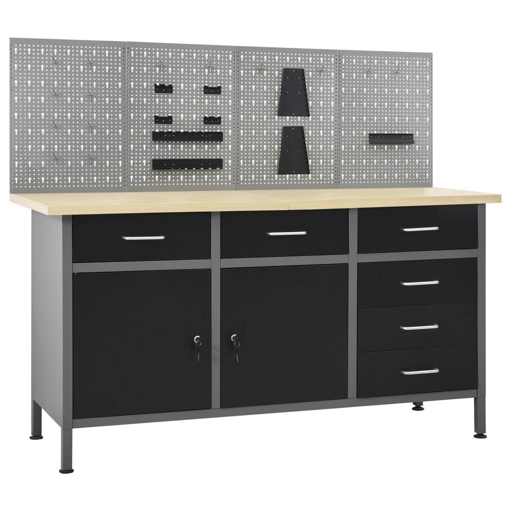 Werkbank – Werktafel – Klusbank – Werkplek – Werkstation – Bruin – 6 Laden Met Kogellagers – Draagkracht 500 Kg