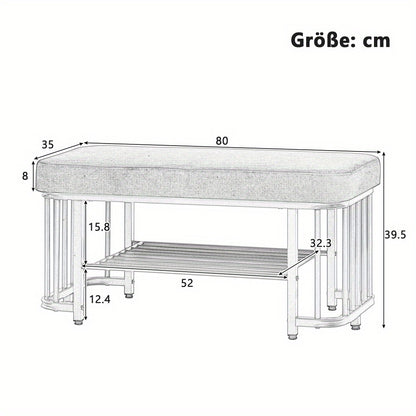 Schoenenkruk – Schoenentaburet – Schoenbank – Schoenopbergkast – Zitkruk – Metalen Frame – Verstelbare Poten – Velvet Zitting – Compact Design – Duurzaam & Modern