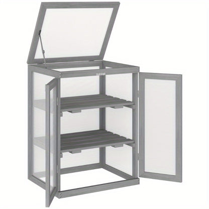 Kweekkas – Broeikas – Tuinkas – Kweekbak – Serre – 3 Lagen – Polycarbonaat Weerbestendig – Sterk Frame Met 15 kg Draagvermogen Per Plank – Donkergrijs