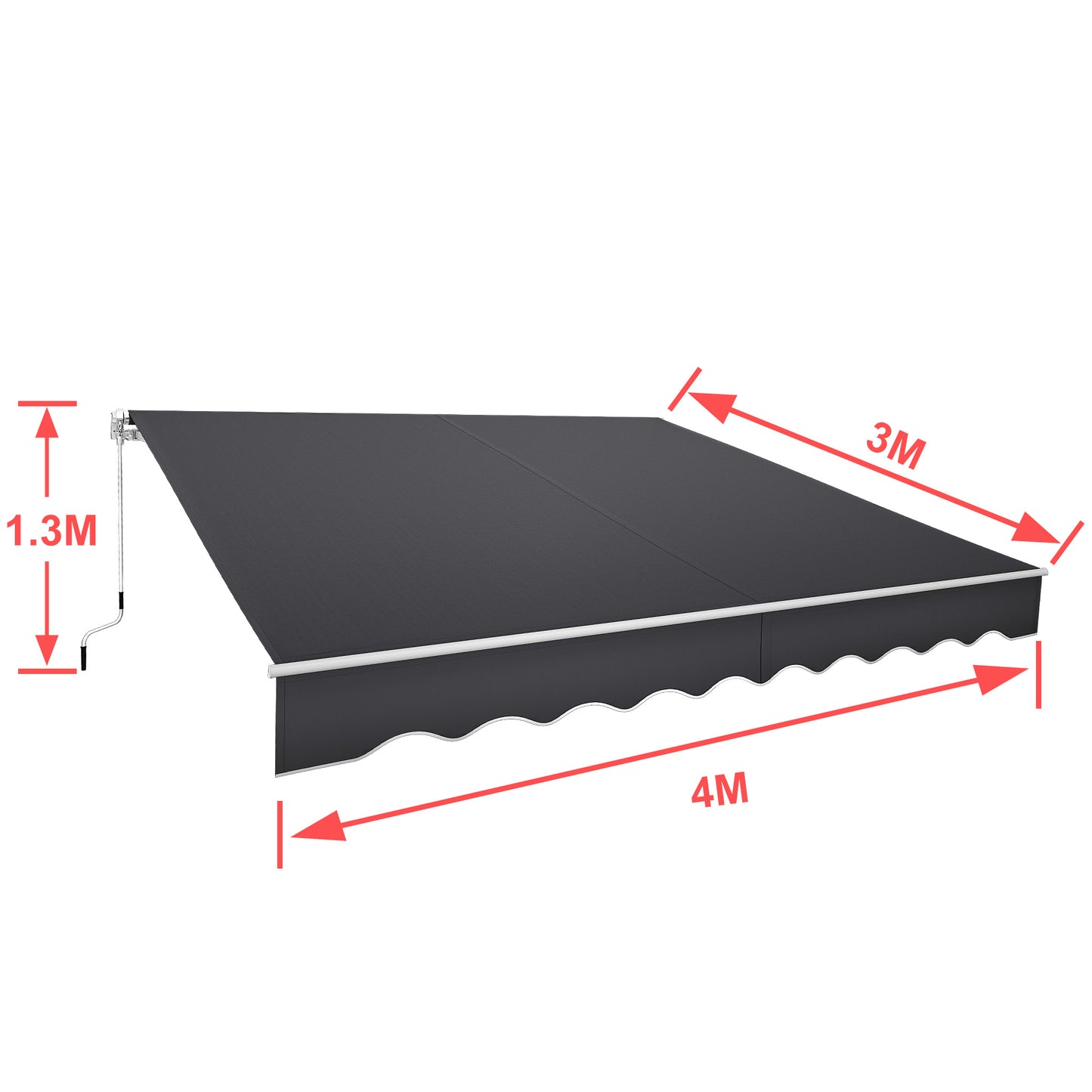 Retractable Aluminum Awning with Hand Crank - Heavy-Duty Manual Shade Canopy, Adjustable Widths (98.4”/118.1”/141.7”) & Lengths (200-300cm), Dark Gray Outdoor Awning for Balcony, Patio, Terrace - Easy Install, Durable M