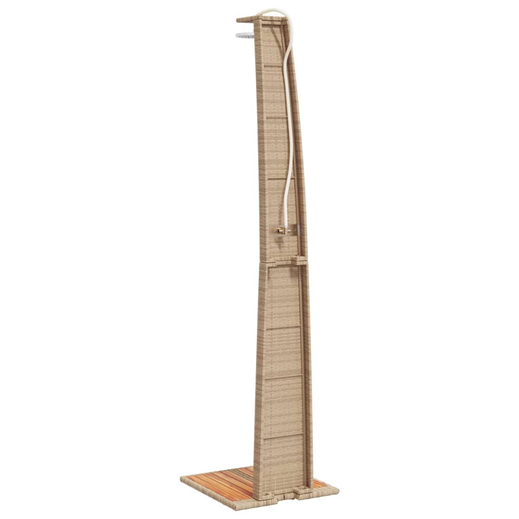Buitendouche – Tuindouche – Vrijstaande Douche – Zwembad Douche – Outdoor Shower – Weerbestendig PE Rattan – Stevige Acaciahouten Basis Grijs