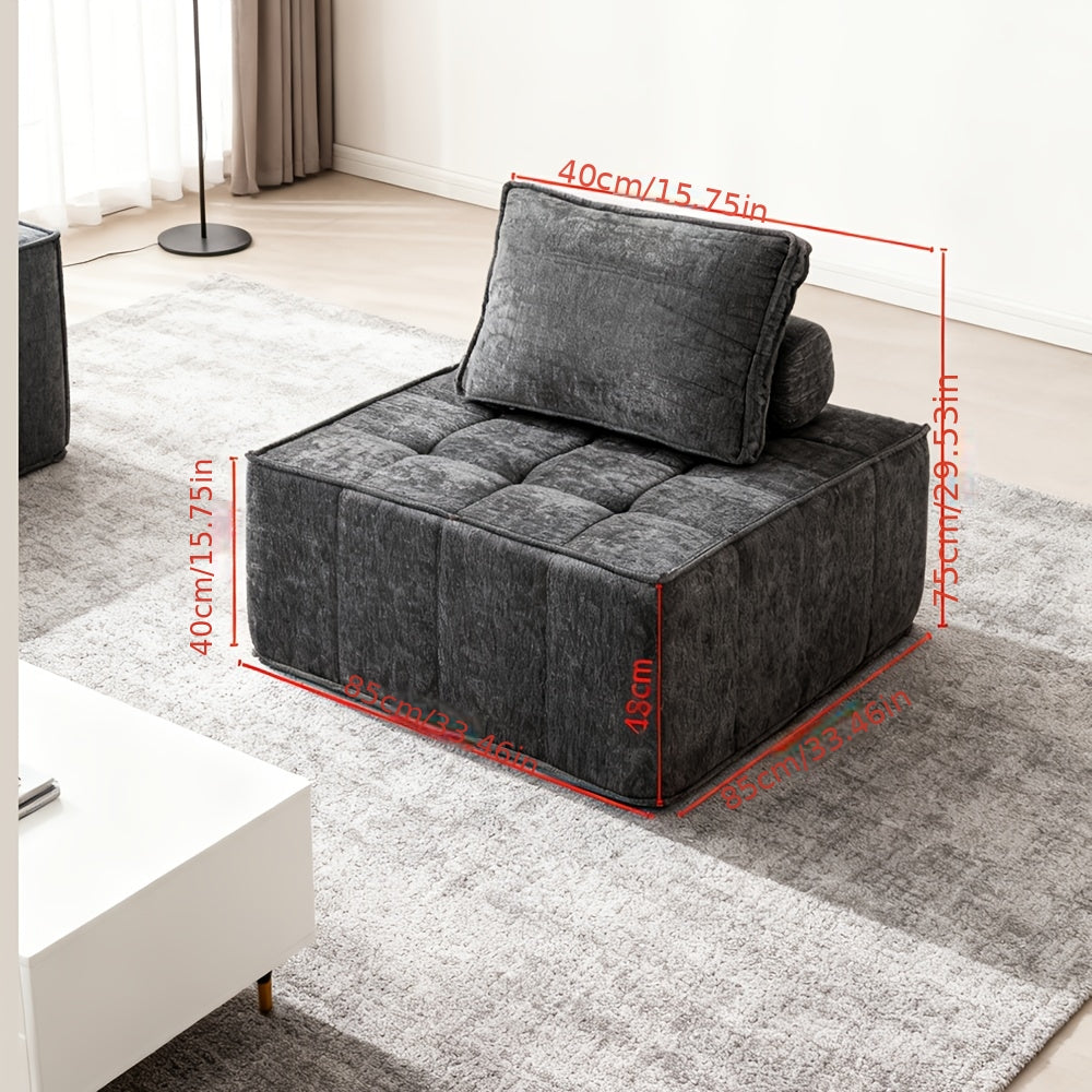 Bankbed – Slaapbank – Bedbank – Modulaire Sofa – Logeerbed – Chenille Bekleding Grijs – Ruimtebesparend Design – Eenvoudige Montage