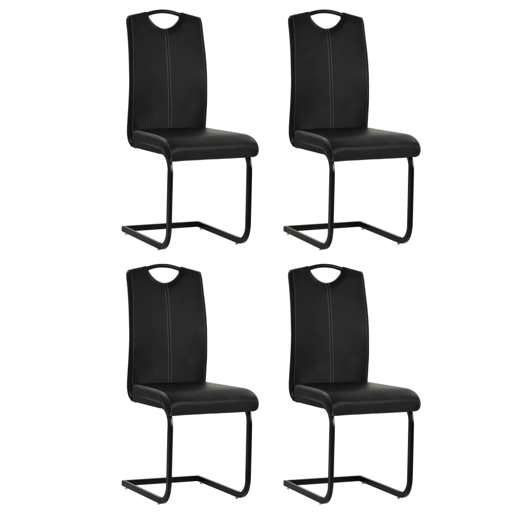Eetkamerstoelen – Stoelen – Dining Stoelen – Kuipstoel – Zwarte Kunstleren Stoelen – Set Van 2 – Comfortabel Foam Gevoerd – Stevig Metalen Frame