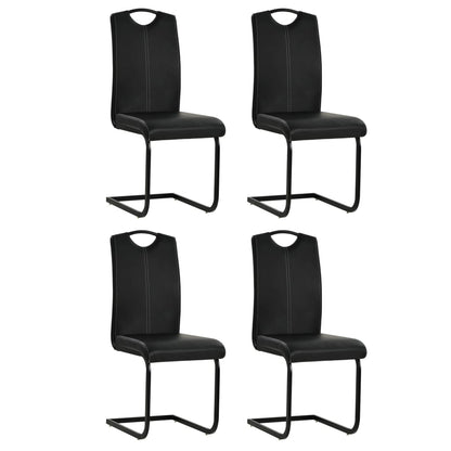 Eetkamerstoelen – Stoelen – Dining Stoelen – Kuipstoel – Zwarte Kunstleren Stoelen – Set Van 2 – Comfortabel Foam Gevoerd – Stevig Metalen Frame