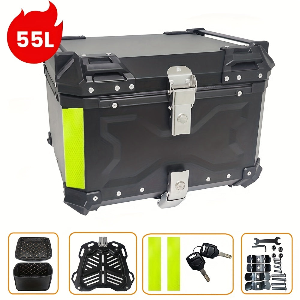 Motorfiets Koffer – Topkoffer – Achterbox – Helm Opbergbak – Bagagebox – 65L Inhoud – Waterdicht Aluminium