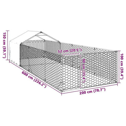 Hondenren Buiten – Hondenhok – Hondenkooi – Hondenafsluiting – Hondenverblijf – Zilver – Gegalvaniseerd Staal – 6 x 2 x 1,5 Meter Ruim Design