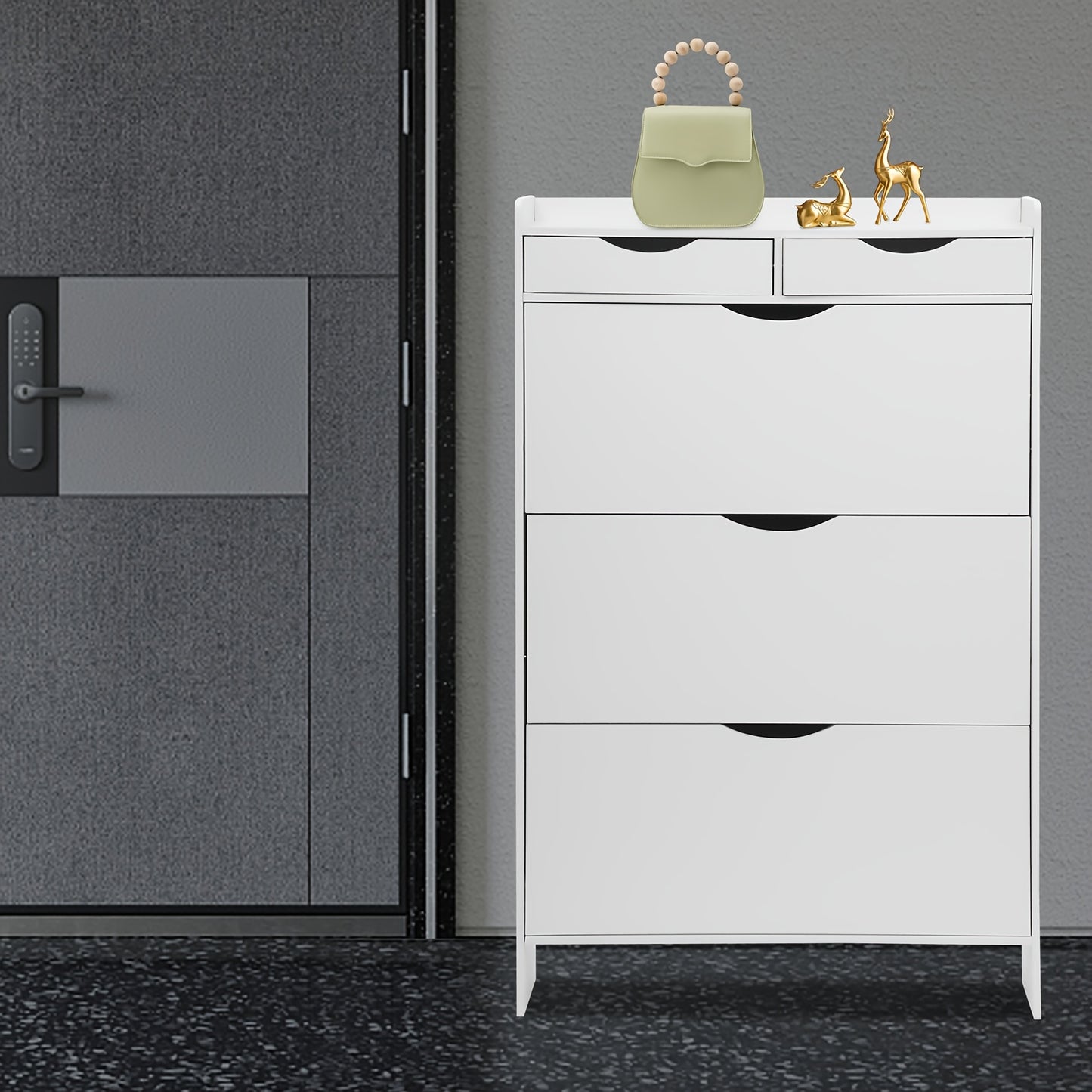 Schoenenkast – Schoenenrek – Schoenenopberger – Opbergkast – Schoenenmeubel – Modern Wit – MDF Materiaal – Flip-Laden Design – Ruimte voor 13+ Paar Schoenen – Muurbevestiging Mogelijk
