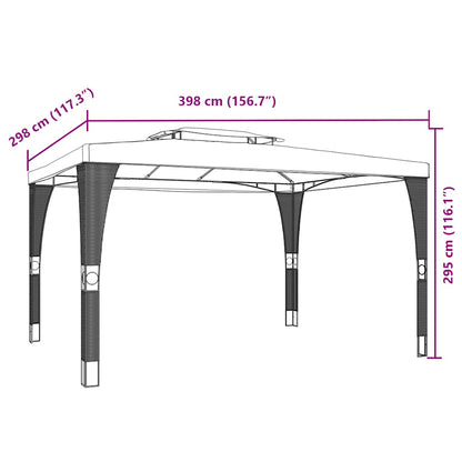 Prieel – Tuinpaviljoen – Tuin Prieel – Overkapping – Partytent – Robuust Roestvrij Stalen Frame – Ventilerend 2-Laags Polyester Dak 3,98x2,98m Antraciet