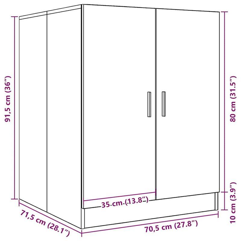 Wasmachine Kast – Wasmachine Ombouwmeubel – Drogerkast – Opbergkast – Werkblad Wasruimte – Sonoma Eiken Kleur – Stevig & Duurzaam – Ruimtebesparend Design