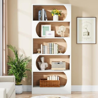 Boekenkast – Boekplank – Stapelrek – Opbergkast – Vakkenkast – Wit Walnoot – 180 cm Hoog – 6 Open Schappen