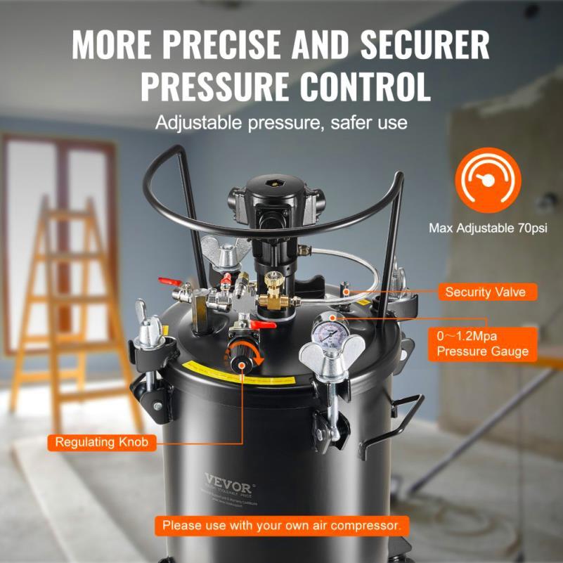 Automatische Verfspuit Drukpot – Verfcontainer – Spuitpot – Verfspuittank – Verfpot – 30 Liter Inhoud – Ingebouwde Roerfunctie – Max 70 PSI