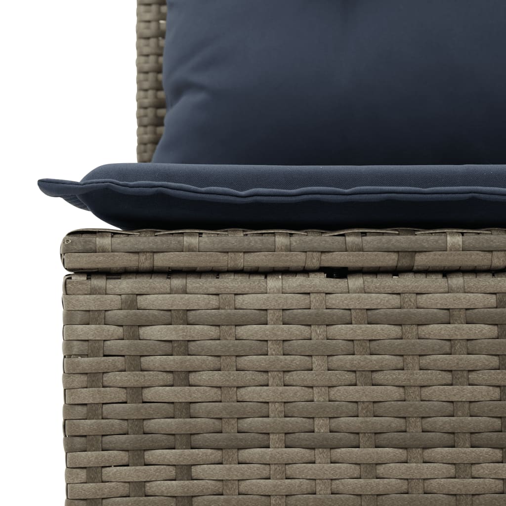 Tuinbankset – Buitenbank – Tuinset – Loungebank – Buitenmeubel – PE-Rattan – Poedergecoat Stalen Frame – Inclusief Wasbare Kussens – Grijs – Zonder Tafel
