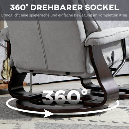 Relaxfauteuil – Relaxstoel – Lounge Chair – Draaifauteuil – Zithoekstoel – Grijs Kunstleer – Verstelbare Rugleuning – Draaibaar Design 360°