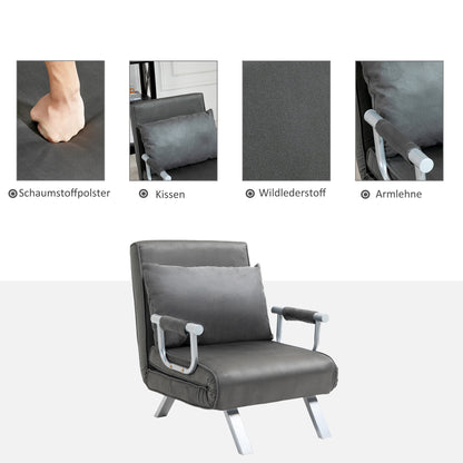 Relaxfauteuil – Relaxstoel – Loungefauteuil – Ligstoel – TV-stoel – Verstelbare Rugleuning – Compact 65x69x80 cm – Grijs