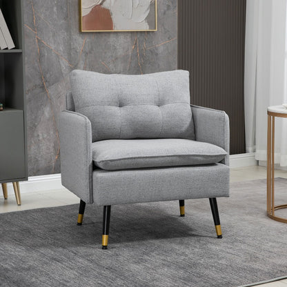Fauteuil – Loungefauteuil – Accentstoel – Leunstoel – Zetel – Stevig Stalen Frame – Comfortabele Linnen-achtige Bekleding