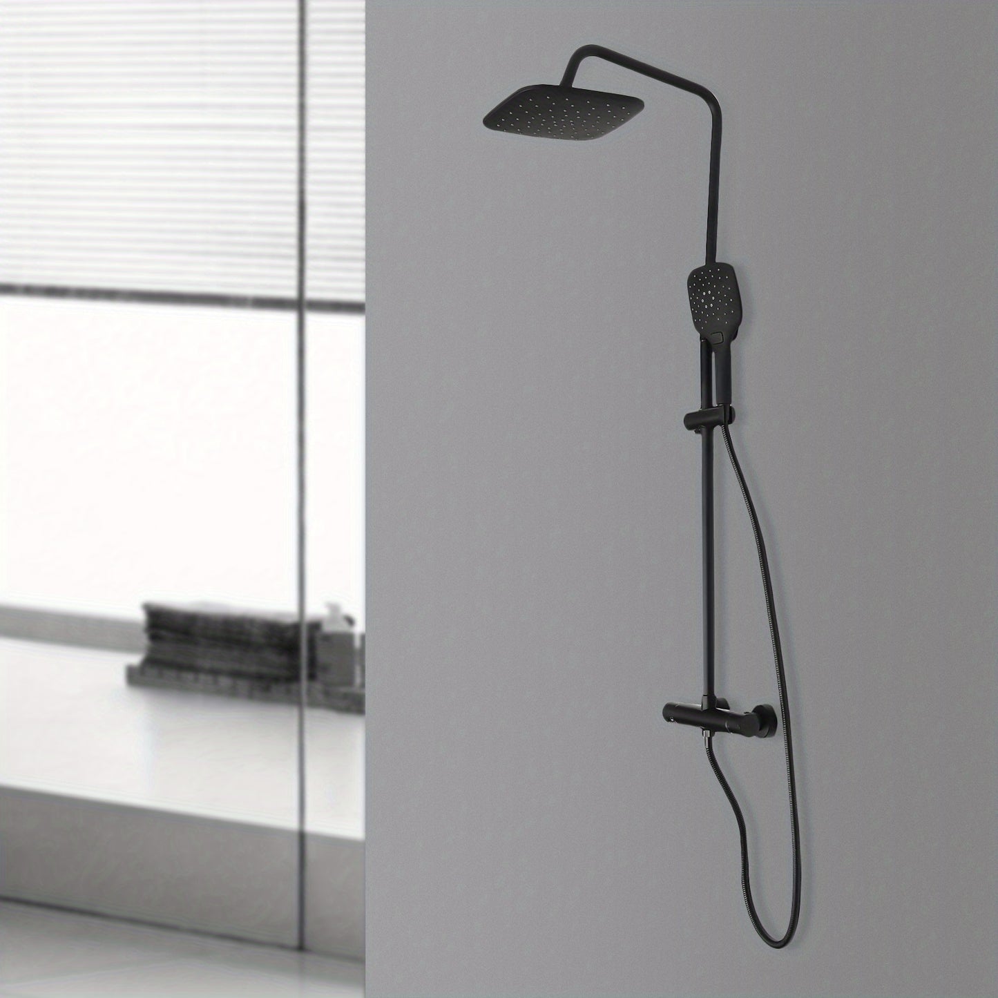 Douchekraan – Doucheset – Thermostaatkraan – Douchethermostaat – Mengkraan – Mat Zwart – Messing & ABS – 3 Waterstanden Met Handdouche