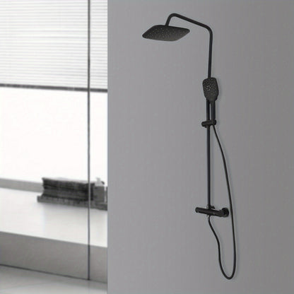 Douche Mengkraan – Douchekraan – Doucheset – Regendouche – Handdouche – Thermostatische Temperatuurregeling – Verstelbare Doucherail 75-122 cm – Mat Zwart