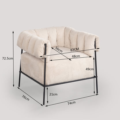 Fauteuil – Relaxstoel – Leunstoel – Zetel – Sessel – Beige – Met Extra Dik Zitkussen 28 cm – Inclusief Lendensteunkussen