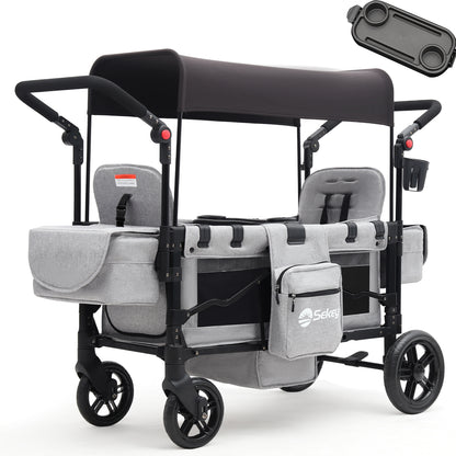 Sekey Handcart, Foldable Handcart with Roof, Handcart with XXL PU Wheels, Suspension & Ball Bearings, Padded & Comfortable, Push And Pull Handle