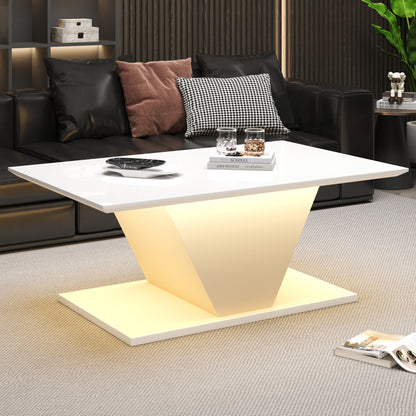 Salontafel – Koffietafel – Bijzettafel – Sofa tafel – Woonkamertafel – Wit – V-vormig Design – Compact 100x50x46 cm